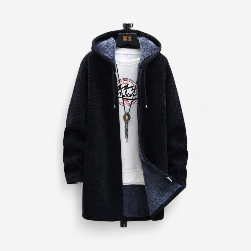 David - Lange Mouw Jas met Capuchon Rits en Zijzakken