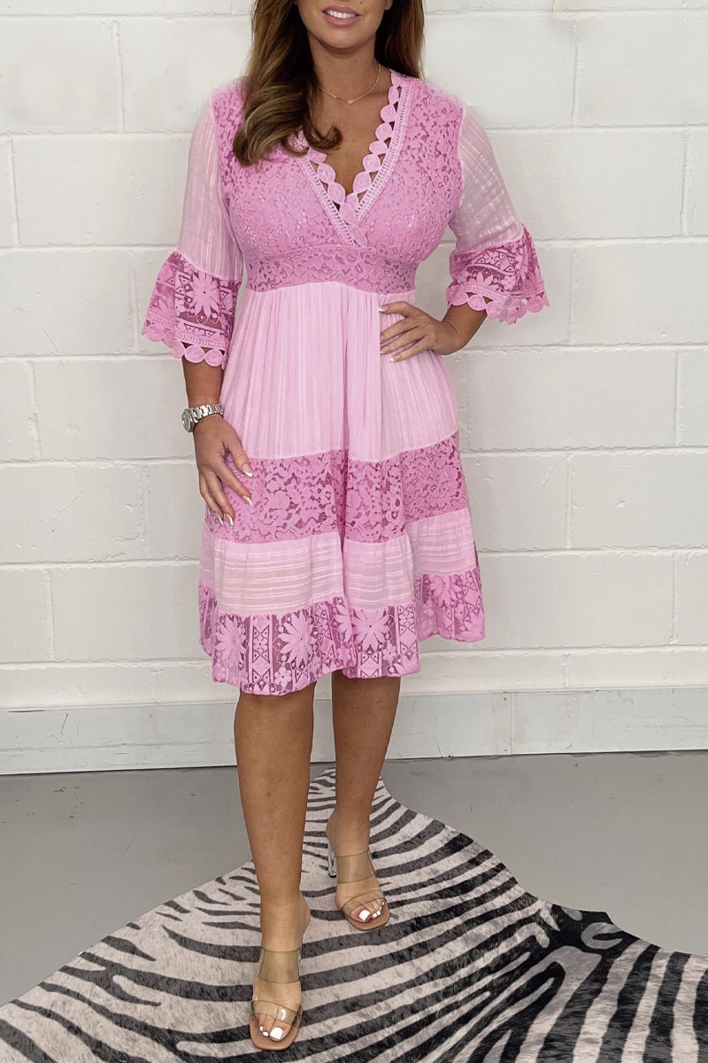 LaceLuxe™ - Jurk Met V Hals