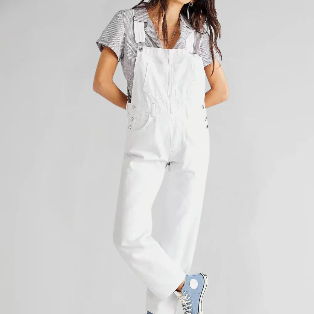 Areina - Eigentijdse jumpsuit met schouderbandjes en zakken