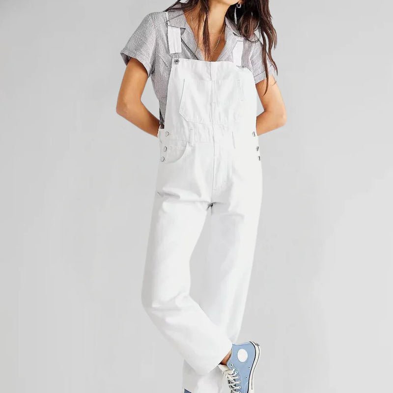 Areina - Eigentijdse jumpsuit met schouderbandjes en zakken