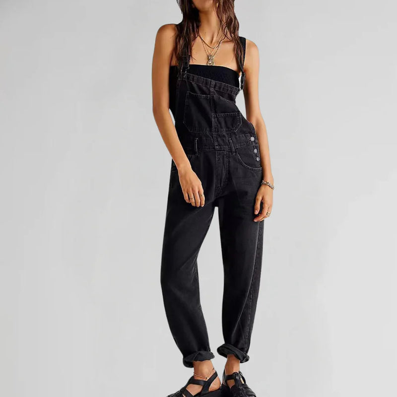 Areina - Eigentijdse jumpsuit met schouderbandjes en zakken
