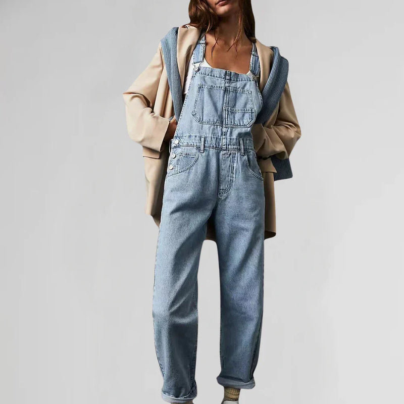Areina - Eigentijdse jumpsuit met schouderbandjes en zakken