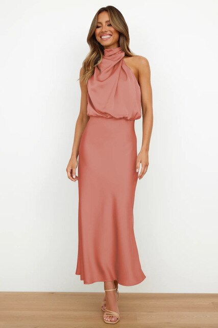 Benthe - Vrouwelijke midi-jurk met ceintuur in taille