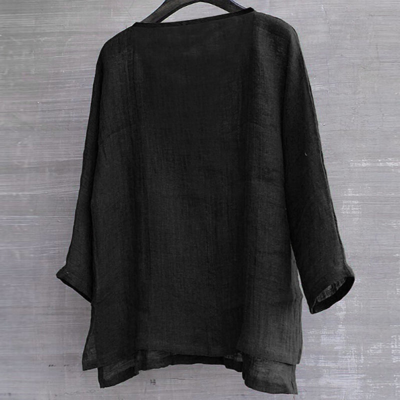 Jhon – Elegante V-hals blouse met lange mouwen en losse pasvorm
