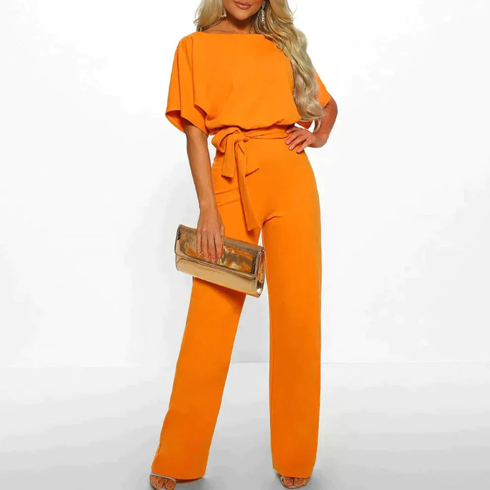 Adriana - Jumpsuit met omkeerbare kraag en verstelbare tailleband
