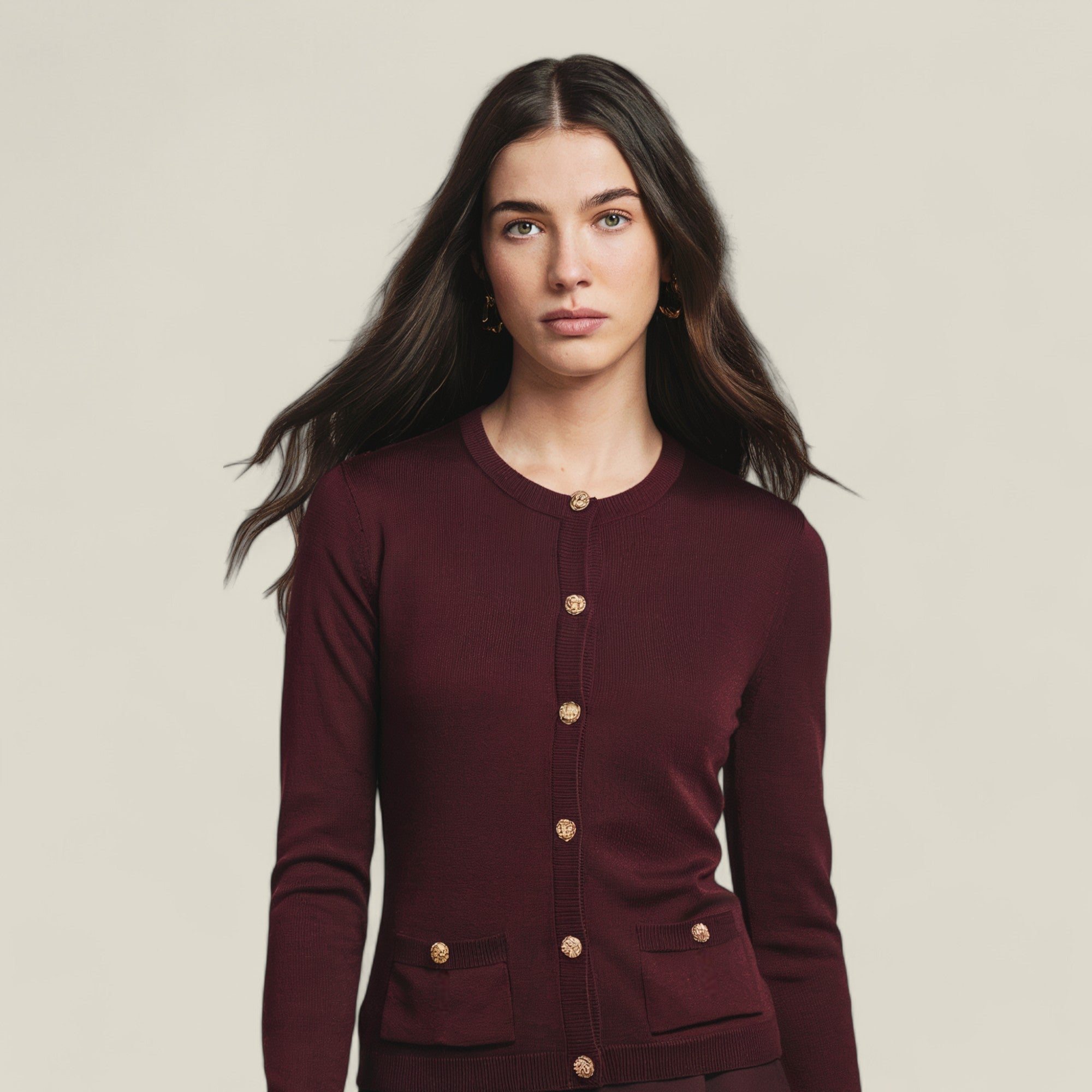 Emma - Vintage vest met ronde hals en slank knoopontwerp
