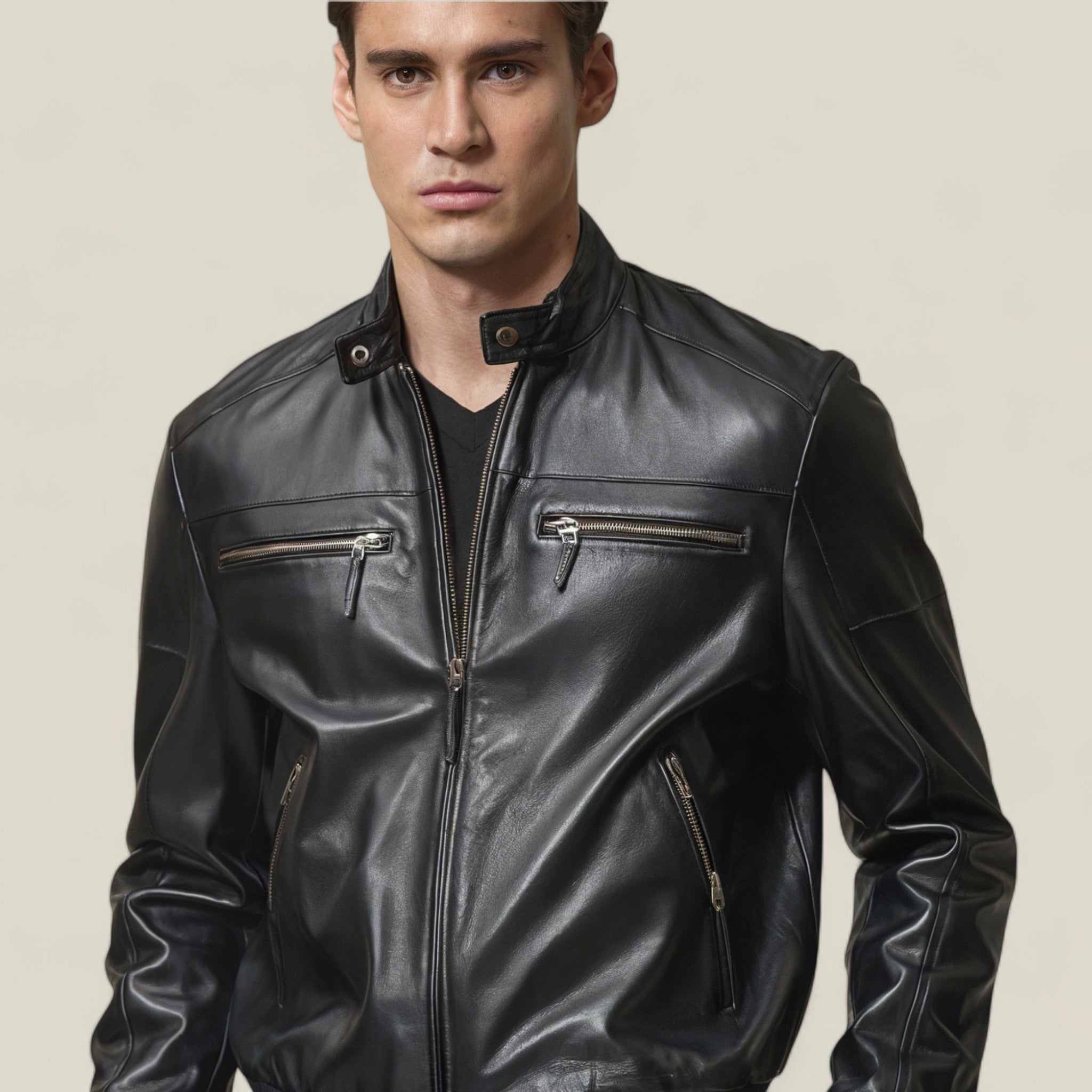 Basile - Strakke motorjas met slim fit en opvallend urban design