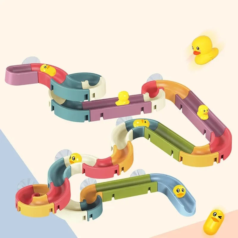 QuackTrail – Badglijbaan speelgoed met eendenfiguren en zuigwandbaan