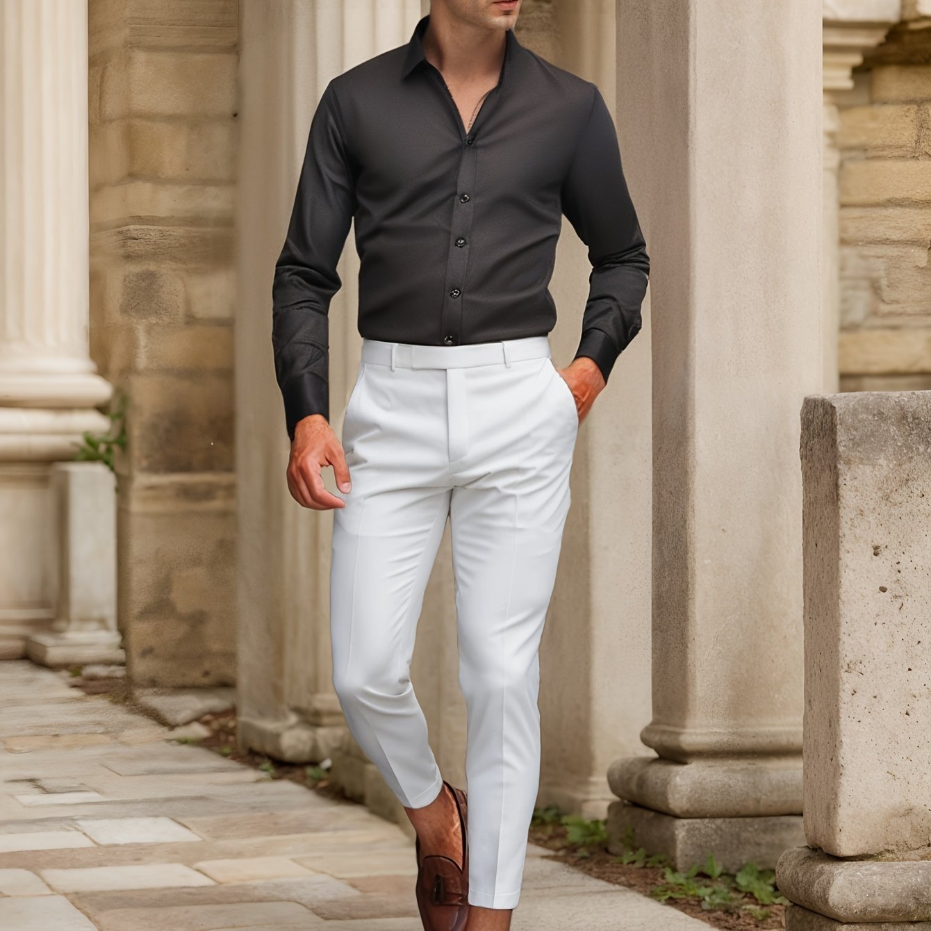 Luca - Slim Fit Overhemd met Gestreepte Kraag