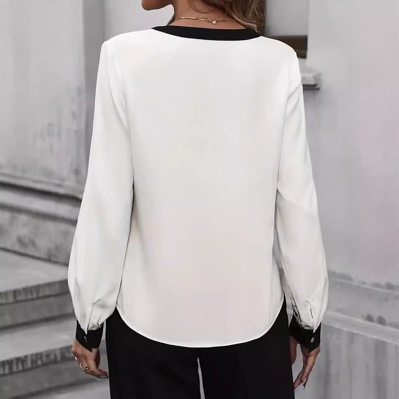 Isabella - Elegante blouse met lange mouwen en V-hals