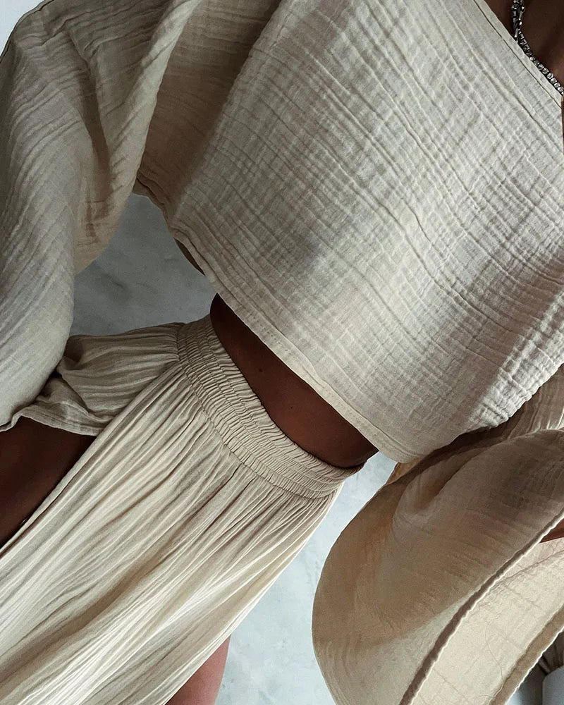 Elena - Elegante tweedelige set met splitrok en vloeiende top