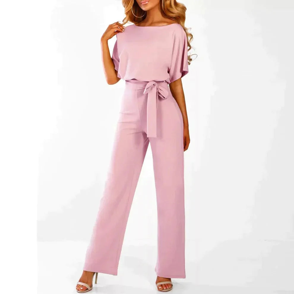 Adriana - Jumpsuit met omkeerbare kraag en verstelbare tailleband