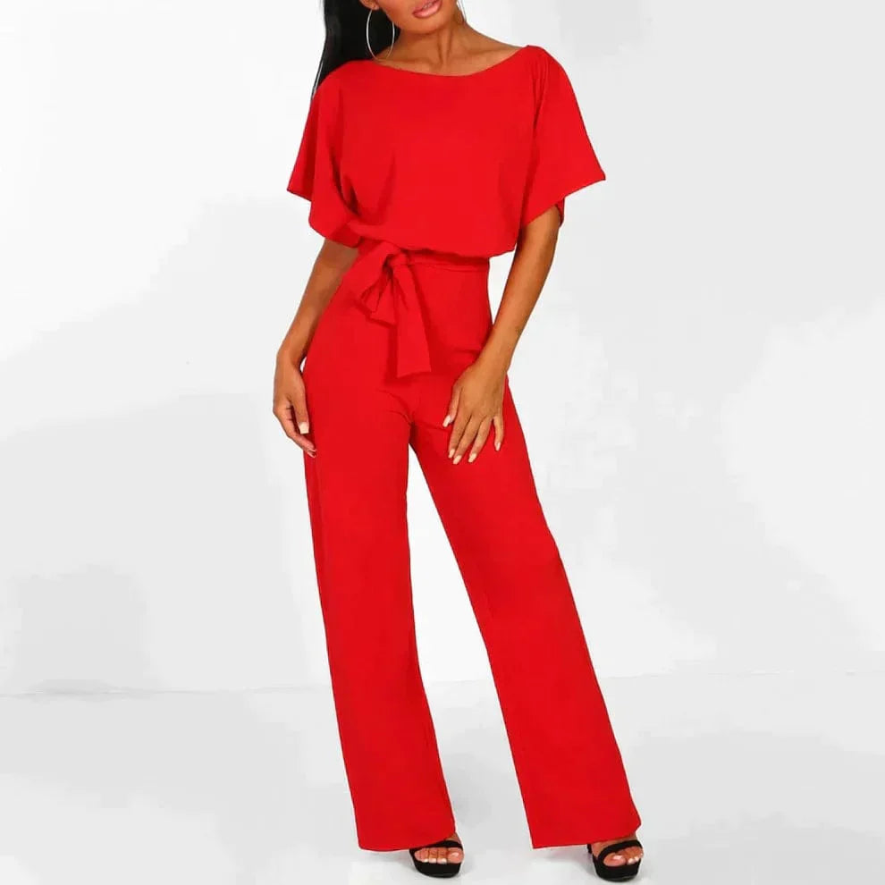 Adriana - Jumpsuit met omkeerbare kraag en verstelbare tailleband