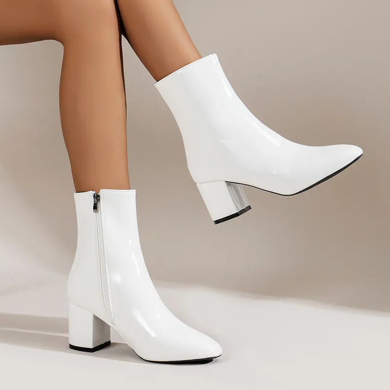Sonia - Elegante Enkellaarsjes met Chunky Heel en Rits in Maat