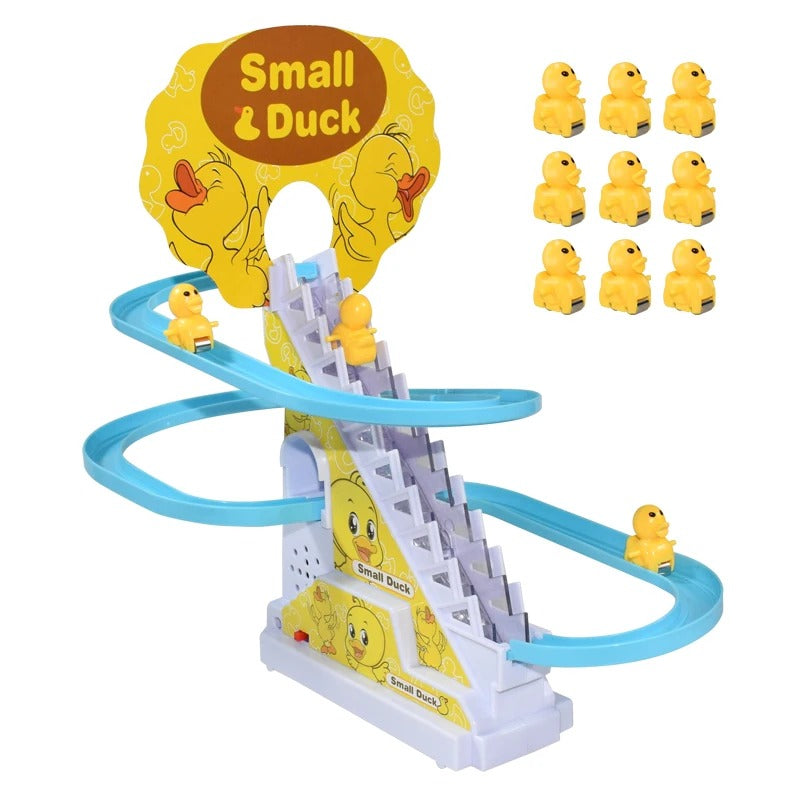 DuckSlide – Eenden thema hellingspeelgoed met traplift en glijrail spoor