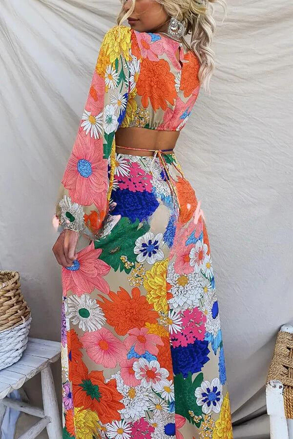 Elara - Maxi-jurk met bloemenprint en ronde halslijn