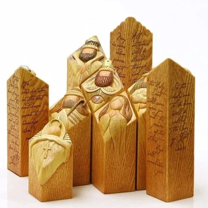HeavenlyGlow – Kerststalzuilbeelden voor een elegante en spirituele kerstdecoratie