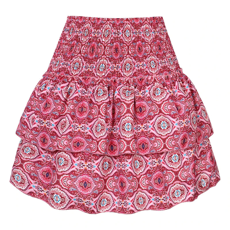 Shahed - Korte rok met ruches en bloemenprint