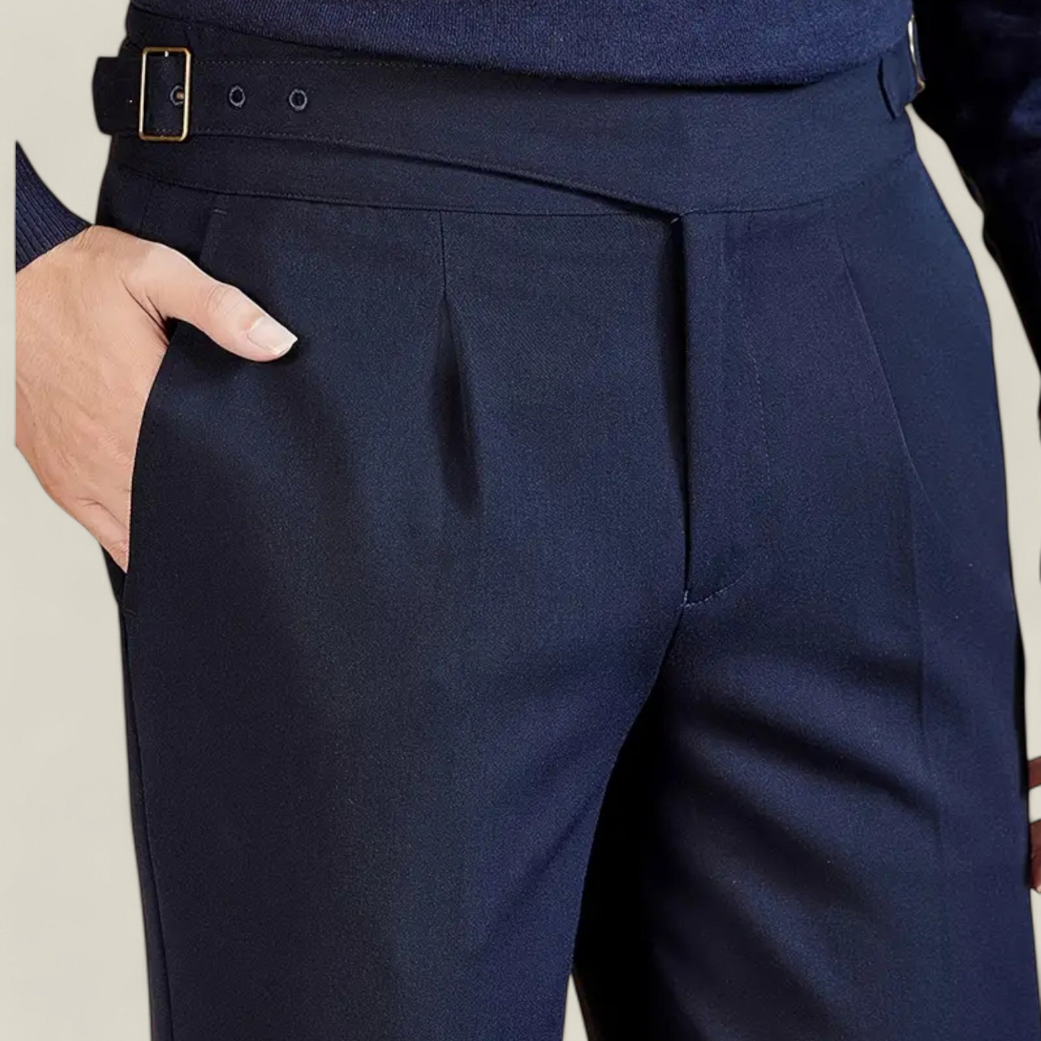 Luca - Klassieke rechte broek met dubbele knoop en verfijnd getailleerd ontwerp