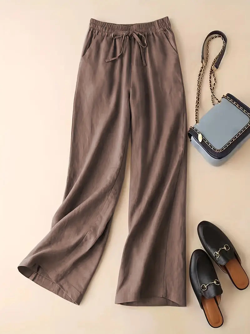 Alicea - Luxe loose fit broek met koord en zakken