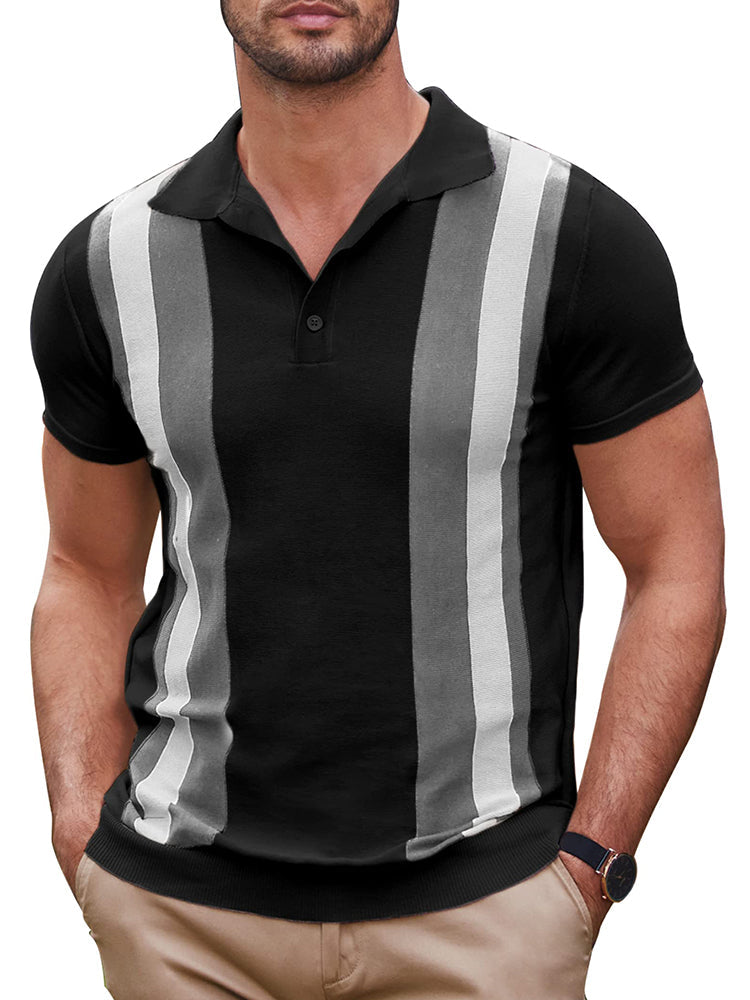 Orion - Gestreept poloshirt met korte mouwen en knoopsluiting