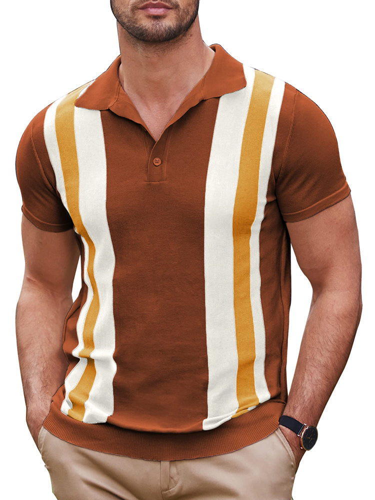 Orion - Gestreept poloshirt met korte mouwen en knoopsluiting