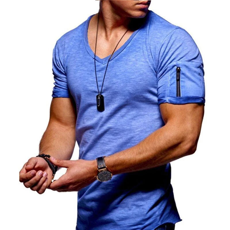 Harrie - Basic V-hals shirt met halve mouwen