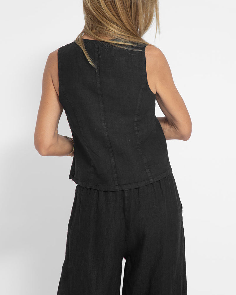 Lena - Elegante 2-delige set met wijde broek & Button-Down vest