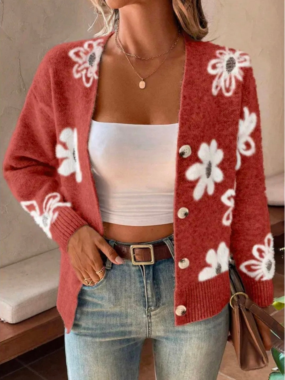 Lily - Charmant vest met bloemenprint en knoopsluiting