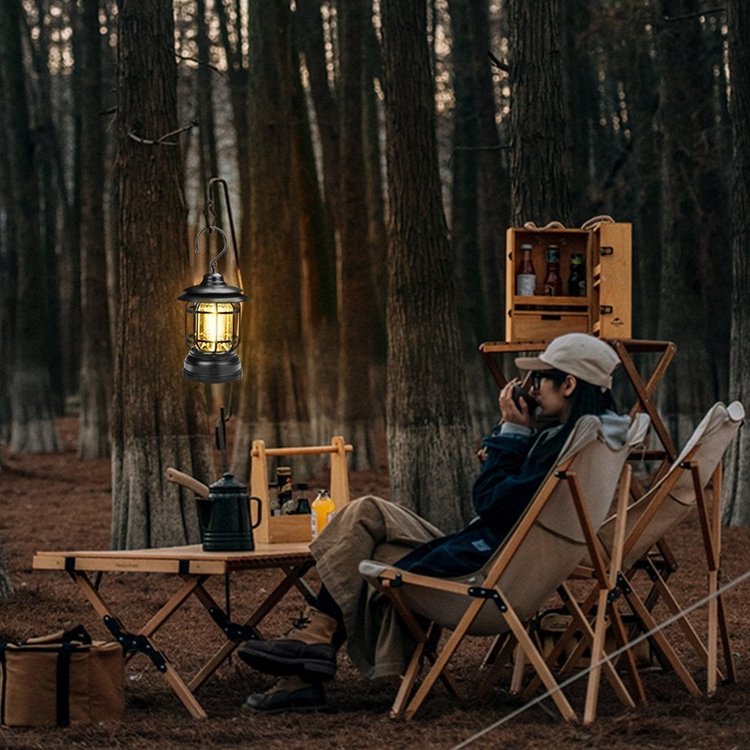 TimberGlow - Vintage-geïnspireerde draagbare kampeerlamp met warme sfeerverlichting