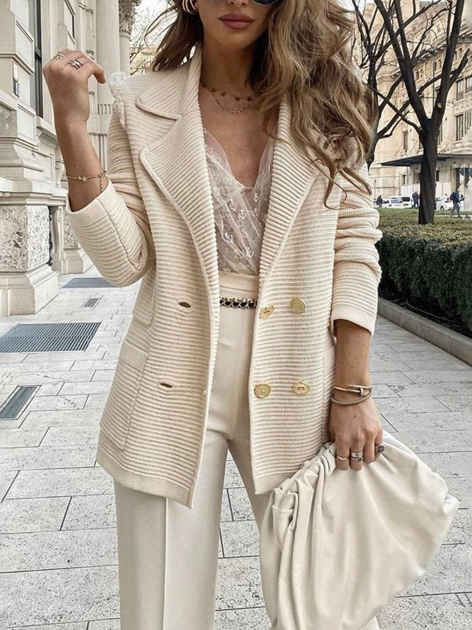 Vera - Chique dubbelrijige oversized blazer met ribbelstructuur