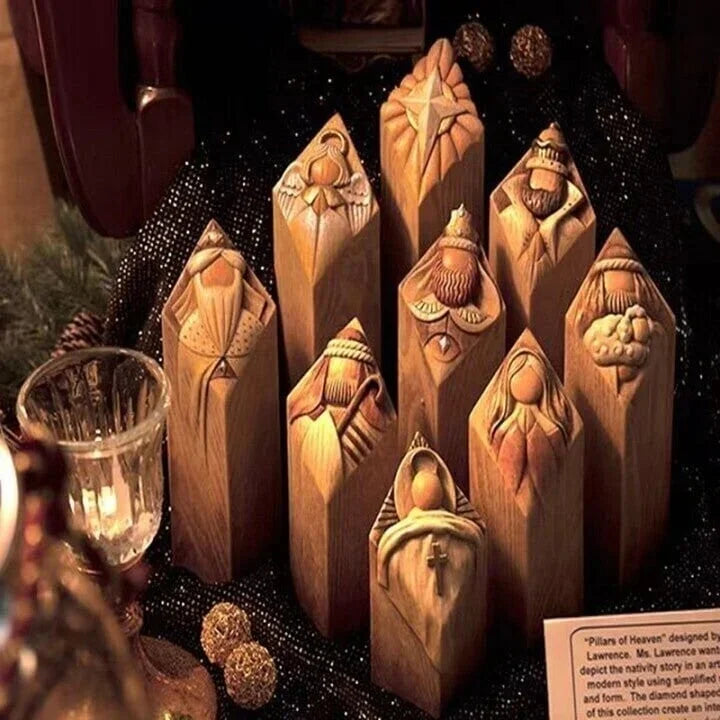 HeavenlyGlow – Kerststalzuilbeelden voor een elegante en spirituele kerstdecoratie