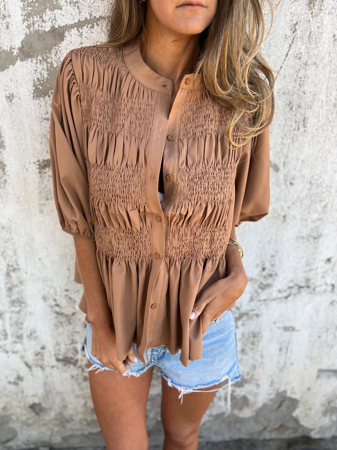 Olivia - Los T-shirt met ronde hals en korte mouwen