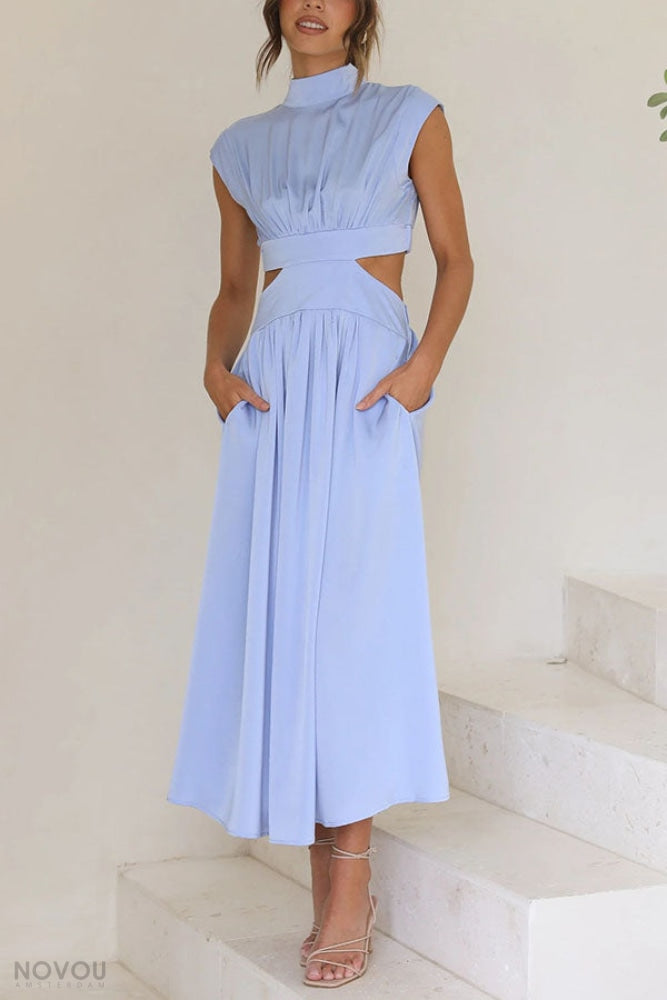 Alexandra - Elegante Mouwloze Jurk met Vloeiende Onderkant