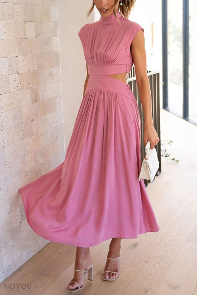 Alexandra - Elegante Mouwloze Jurk met Vloeiende Onderkant