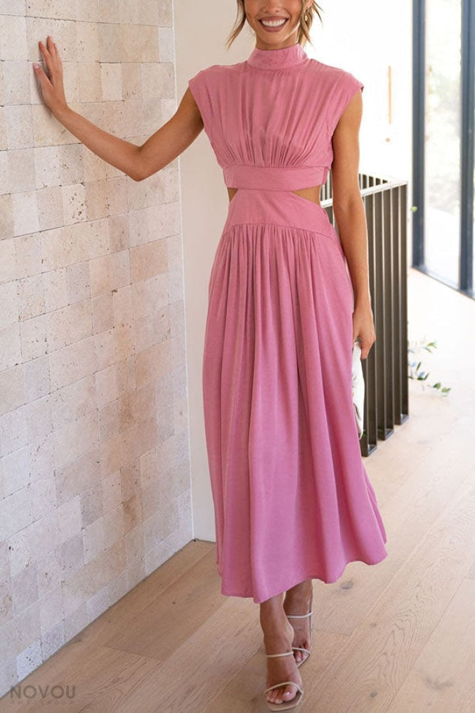 Alexandra - Elegante Mouwloze Jurk met Vloeiende Onderkant