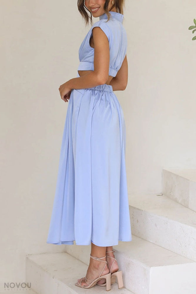 Alexandra - Elegante Mouwloze Jurk met Vloeiende Onderkant