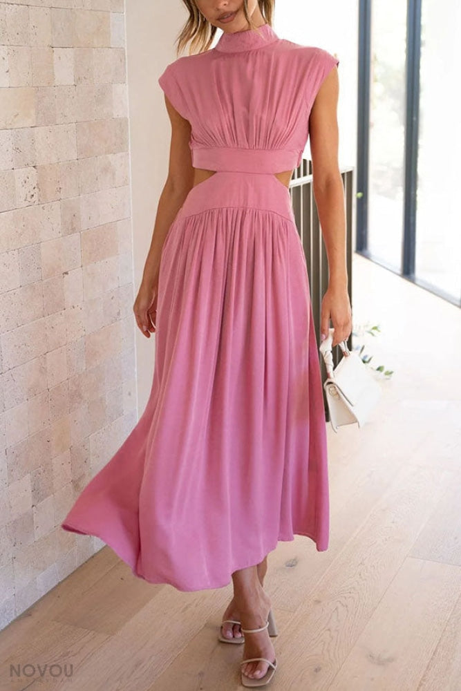 Alexandra - Elegante Mouwloze Jurk met Vloeiende Onderkant