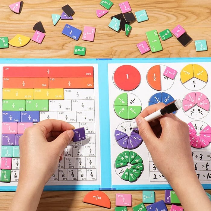 FractionMaster - Montessori magnetisch puzzelboek voor het leren van breuken