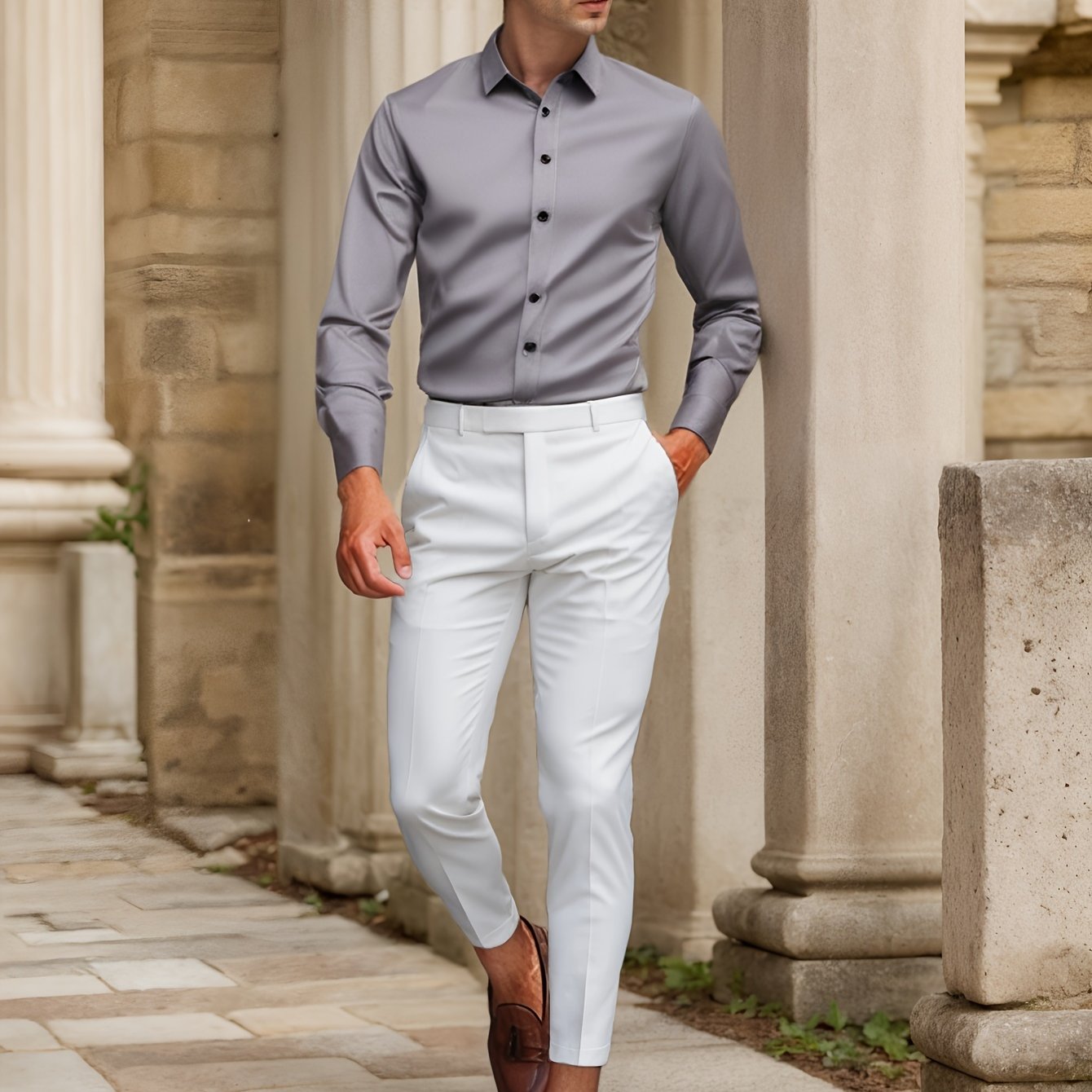 Luca - Slim Fit Overhemd met Gestreepte Kraag