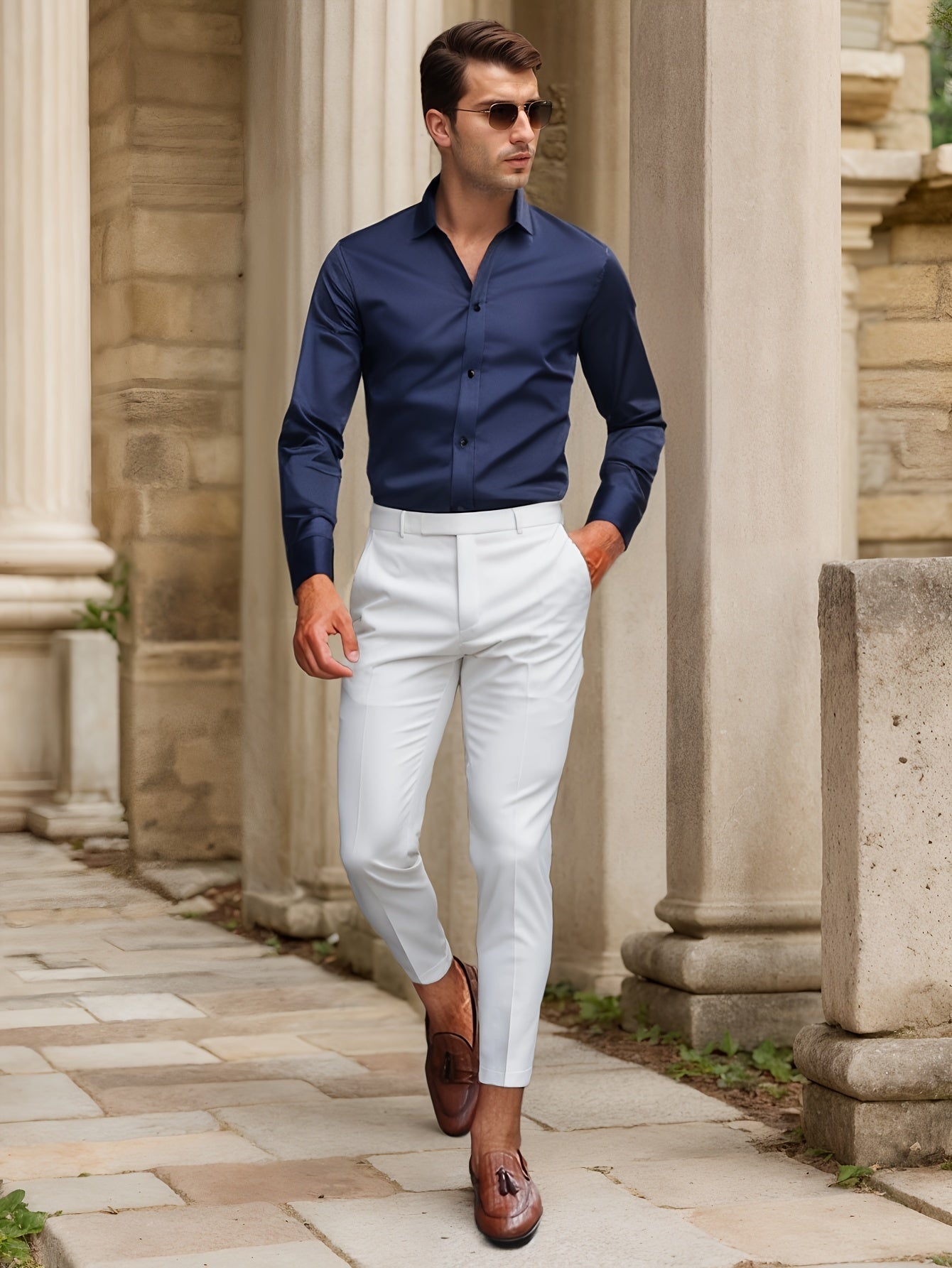 Luca - Slim Fit Overhemd met Gestreepte Kraag