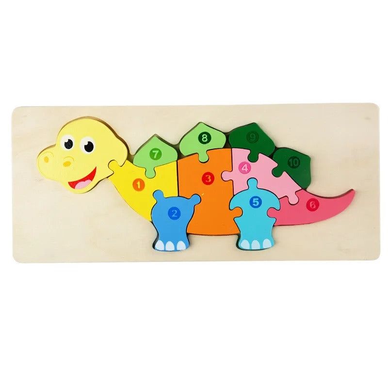 WoodsPlay – Dierenpuzzelset met nummerblokken en geïllustreerde tegels