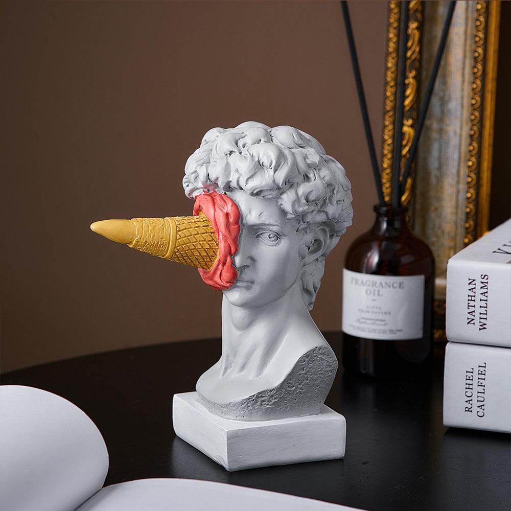 ArtWhimsy - Speelse ijs gezicht kunst sculptuur voor thuisdecoratie
