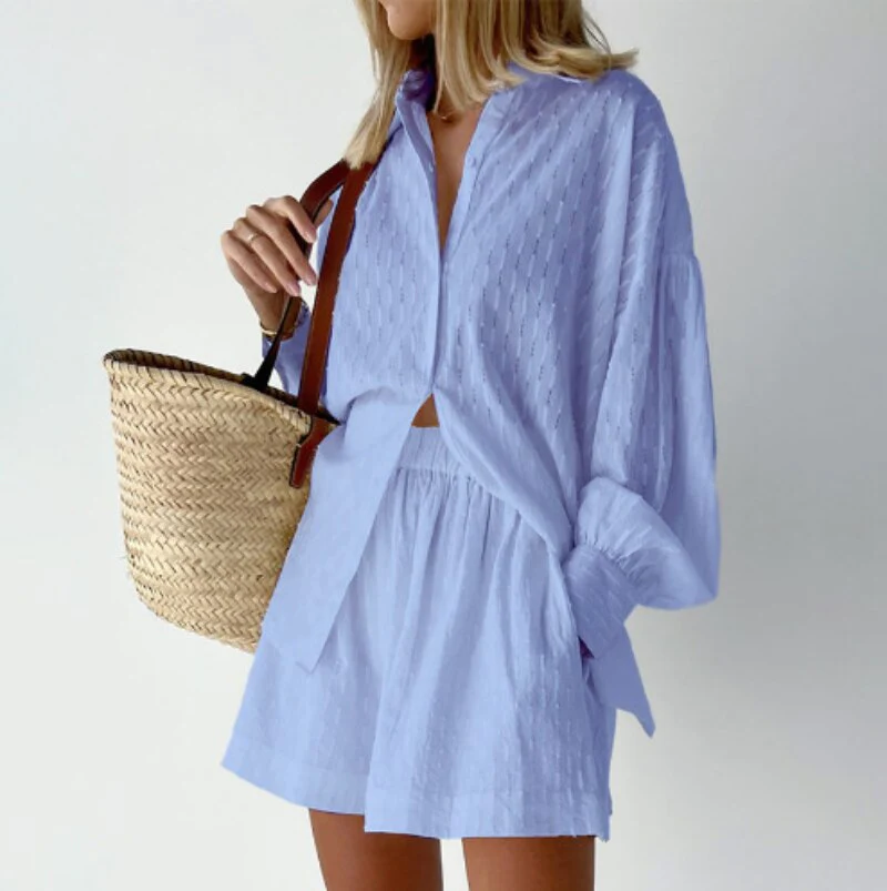 Isabella - Elegante tweedelige zomerset met lantaarnmouwen