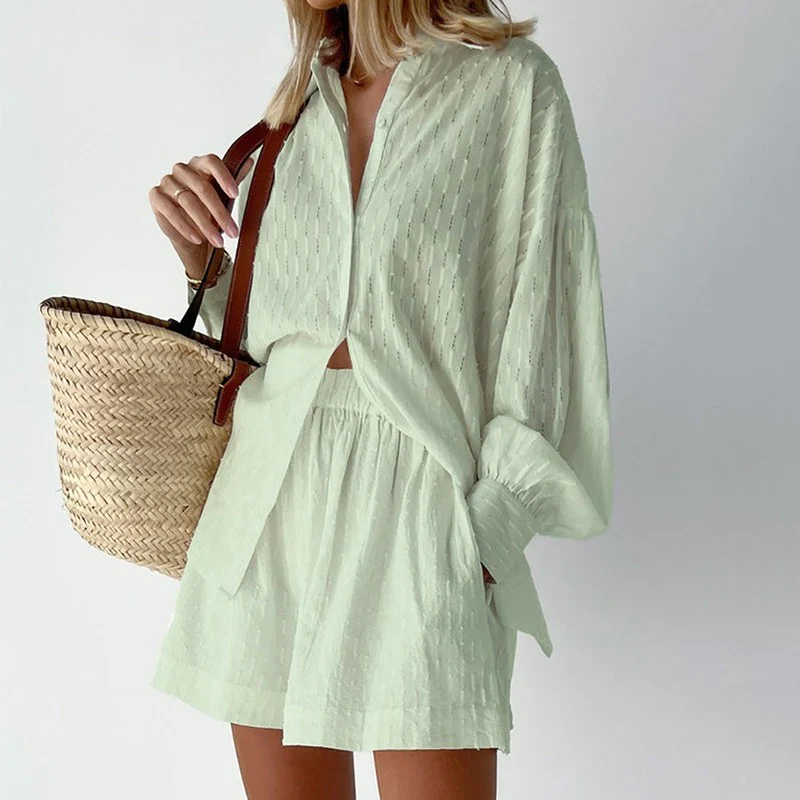 Isabella - Elegante tweedelige zomerset met lantaarnmouwen
