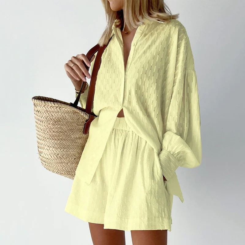 Isabella - Elegante tweedelige zomerset met lantaarnmouwen