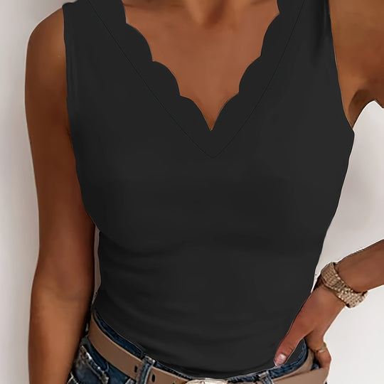 Celeste - Chic Geschulpte V-Hals Tanktop Met Mouwloos Ontwerp