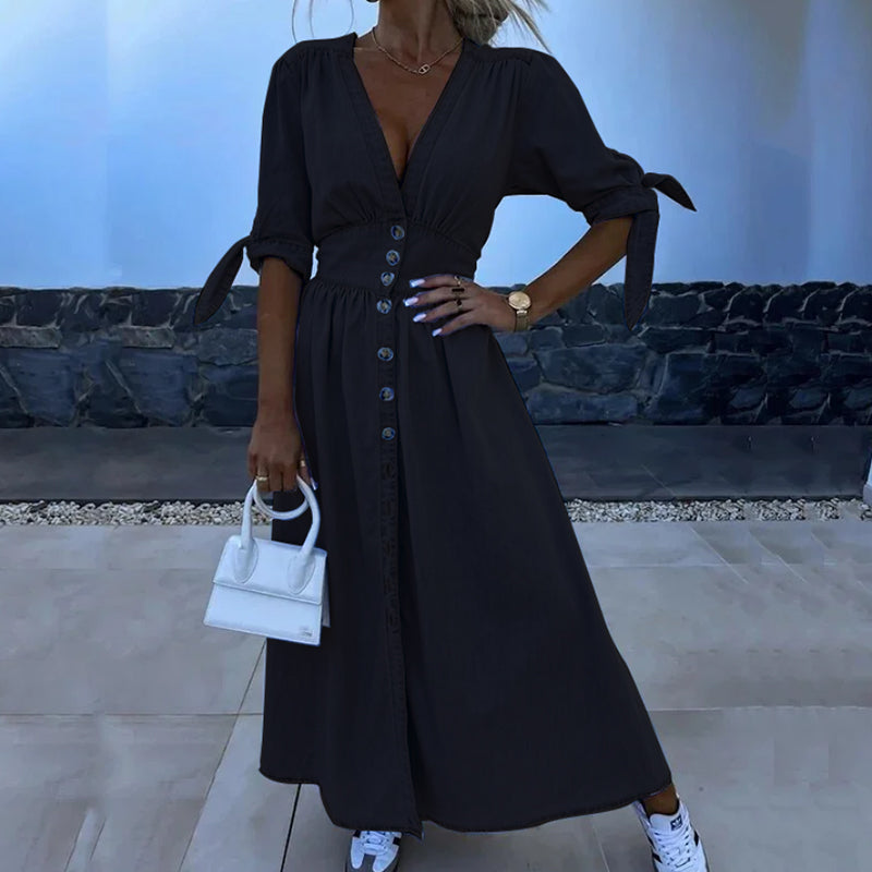 DenimGlam™ - Stijlvolle Denim Vrouwen Jurk