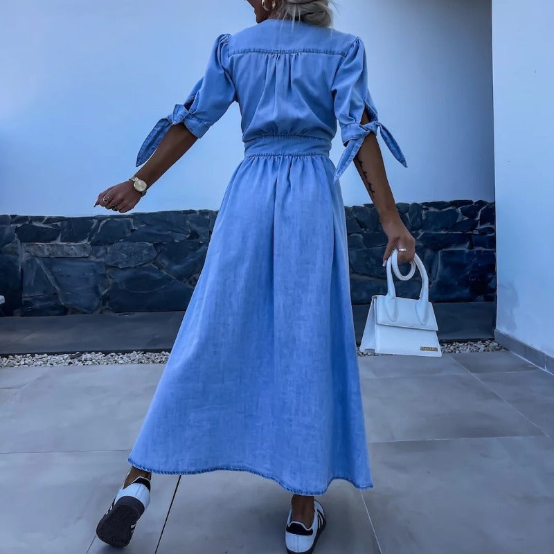 DenimGlam™ - Stijlvolle Denim Vrouwen Jurk