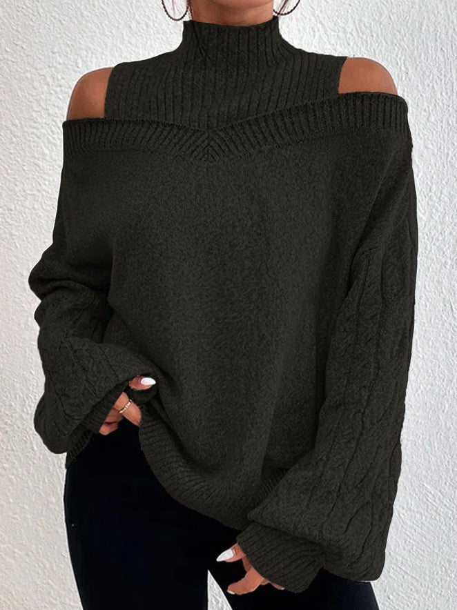 Sophia - Off-Shoulder Trui met Halve Coltrui en Lantaarnmouwen